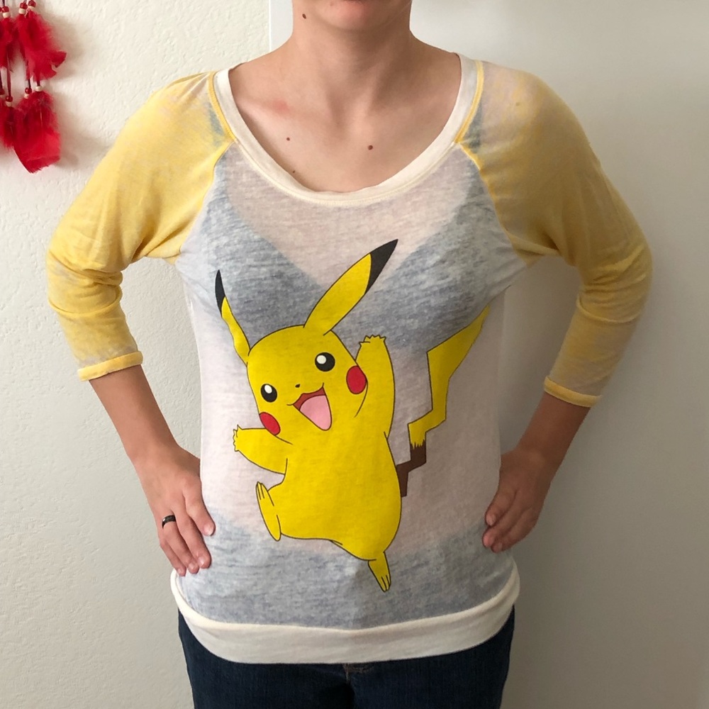 Pokémon Pikachu Baseball Sleeves Graphic Tee